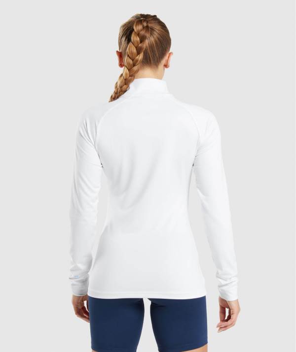 Damske Pulovre Gymshark Training 1/4 Zip Biele | AO7805369